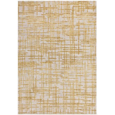 Tapis moderne abstrait ocre et blanc Brasilia