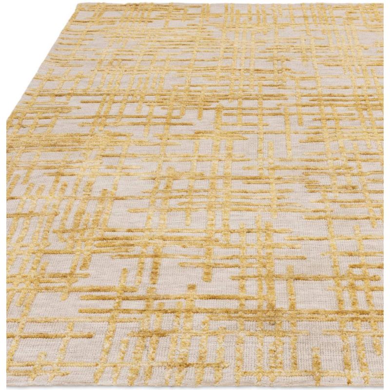 Tapis moderne abstrait ocre et blanc Brasilia