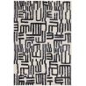 Tapis moderne abstrait noir et blanc script Brasilia