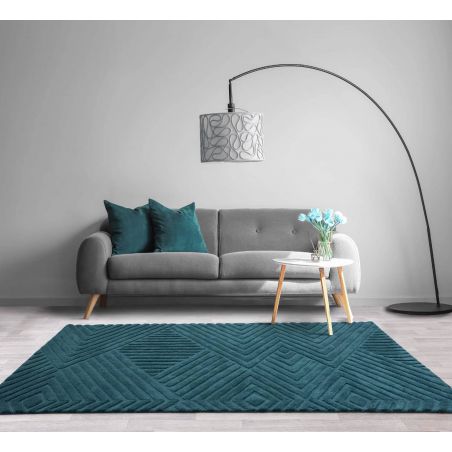 Tapis moderne en laine bleu canard Halifax Tapis moderne en laine bleu canard Halifax