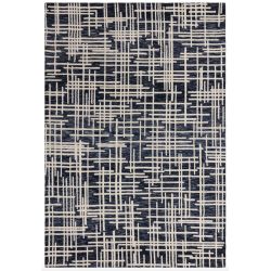 Tapis moderne abstrait bleu et blanc Print Brasilia