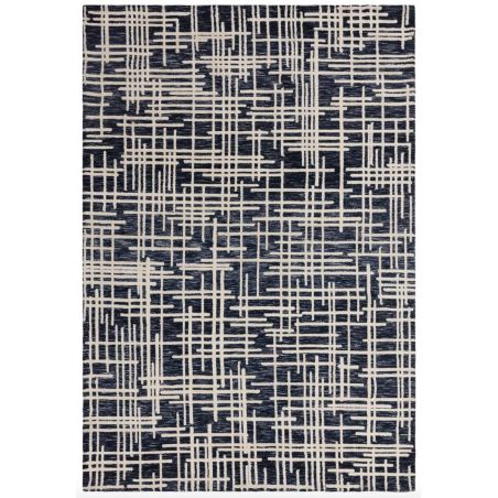 Tapis moderne abstrait bleu et blanc Print Brasilia