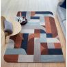 Tapis moderne forme originale pure laine marron, bleu et gris Kansas