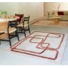 Tapis de salon abstrait en laine et viscose beige et cuivre Iquitos