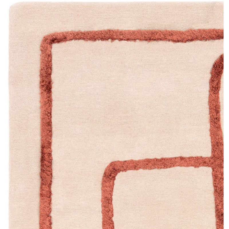 Tapis de salon abstrait en laine et viscose beige et cuivre Iquitos