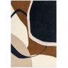 Tapis haut de gamme en laine et viscose marron bleu et blanc Signature Seattle