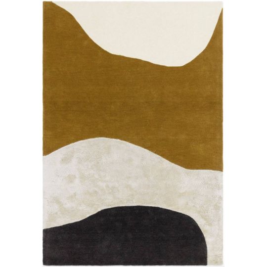 Tapis haut de gamme en laine et viscose ocre Santiago
