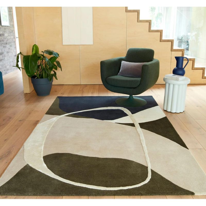 Tapis haut de gamme en laine et viscose Moss Santiago