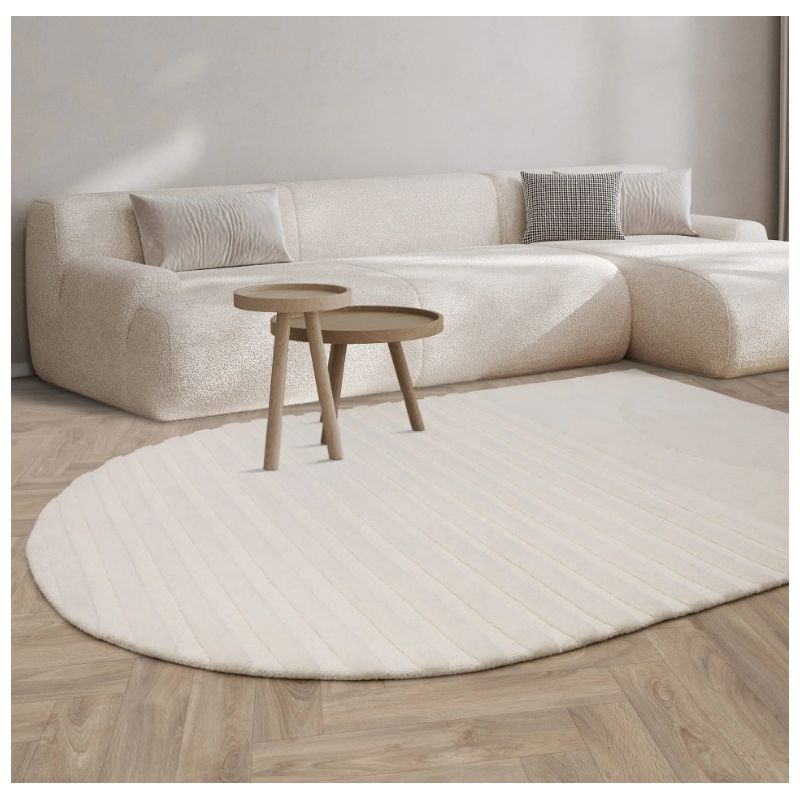 Tapis de salon original en pure laine Blanc cassé Organia Dome ambiance
