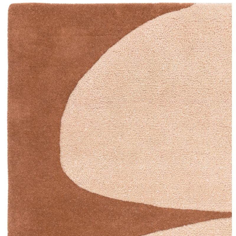 Tapis de salon moderne pure laine terracotta et rose blush Colombia Collage détail