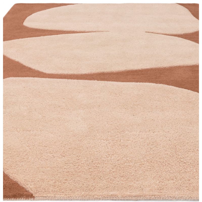 Tapis de salon moderne pure laine terracotta et rose blush Colombia Collage motifs