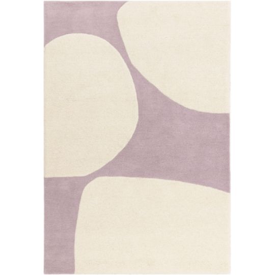 Tapis de salon pure laine Žcru et mauve Colombia Pebble
