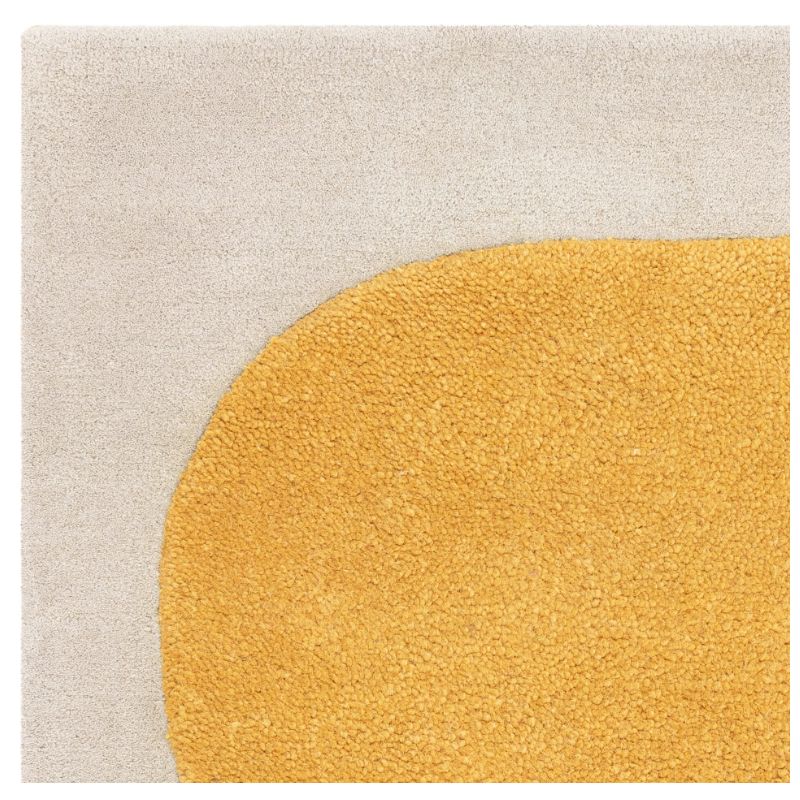 Tapis de salon pure laine ecru et or Colombia Sculpt zoom