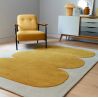 Tapis de salon pure laine ecru et or Colombia Sculpt salon