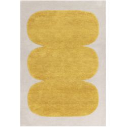 Tapis de salon pure laine ecru et or Colombia Sculpt