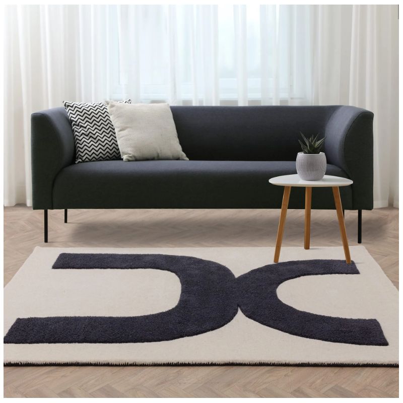 Tapis de salon pure laine noir et ivoire Colombia Balance salon
