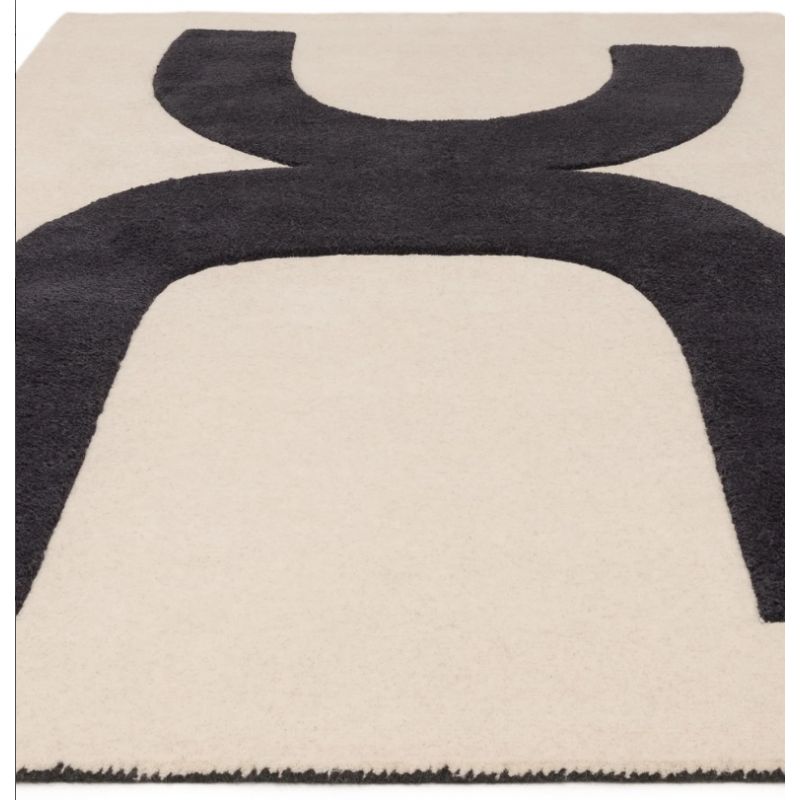 Tapis de salon pure laine noir et ivoire Colombia Balance zoom