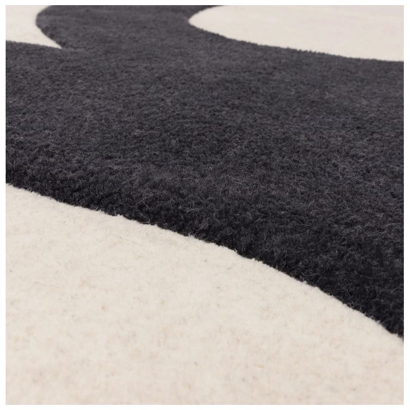 Tapis de salon pure laine noir et ivoire Colombia Balance hauteur