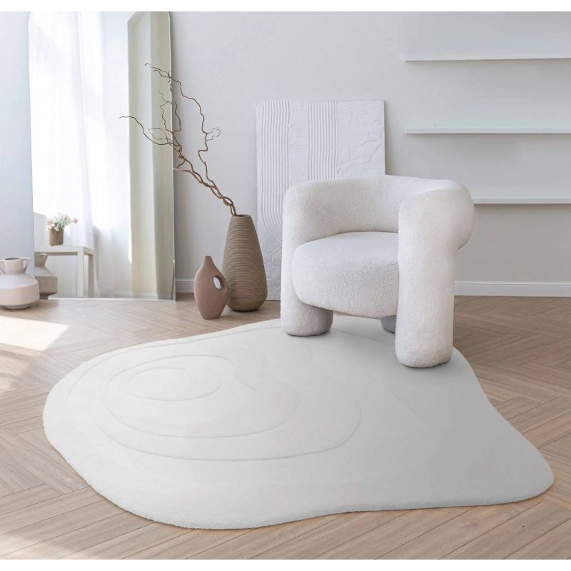 Tapis forme organique en laine de Nouvelle Zelande Blanc cassé Organia Surge
