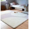Tapis de salon pure laine écru et mauve Colombia Pebble