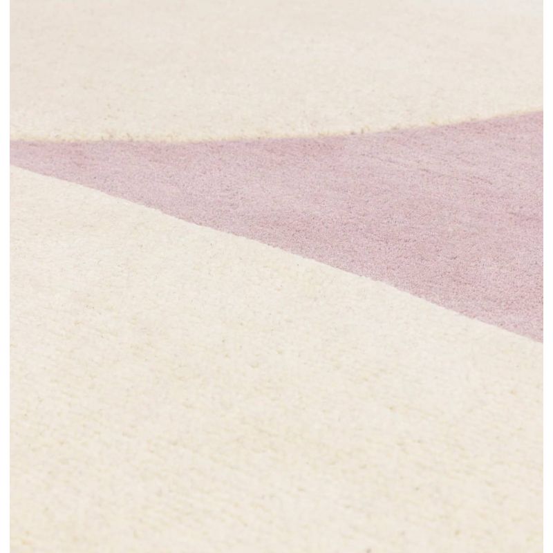 Tapis de salon pure laine écru et mauve Colombia Pebble