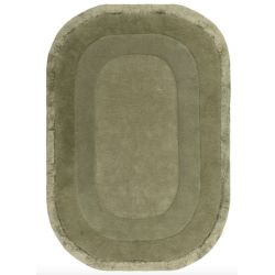 Tapis ovale en laine et viscose Kaki Hugh