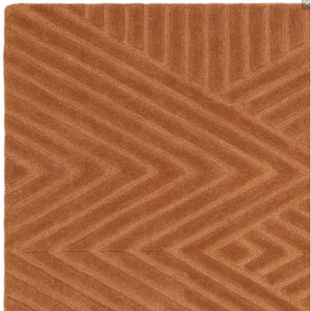 Tapis moderne en relief en laine terracotta Halifax detail Tapis moderne en relief en laine terracotta Halifax detail