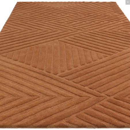 Tapis moderne en relief en laine terracotta Halifax motifs Tapis moderne en relief en laine terracotta Halifax motifs