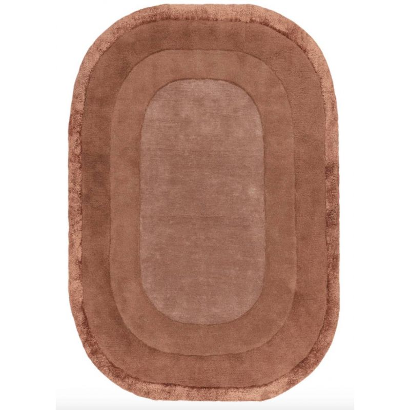 Tapis ovale en laine et viscose Terracotta Hugh