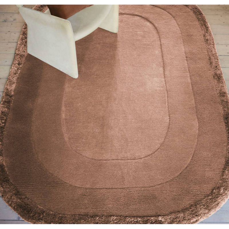 Tapis ovale en laine et viscose Terracotta Hugh
