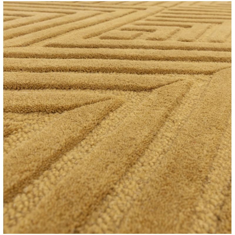Tapis moderne en relief en laine ocre Halifax