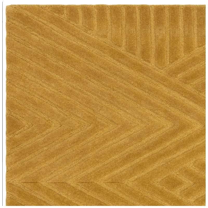 Tapis moderne en relief en laine ocre Halifax détail