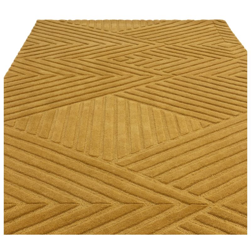 Tapis moderne en relief en laine ocre Halifax dessins