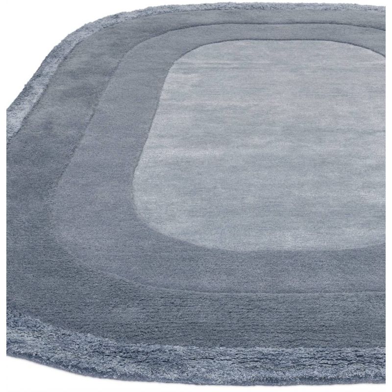 Tapis ovale en laine et viscose Bleu Hugh