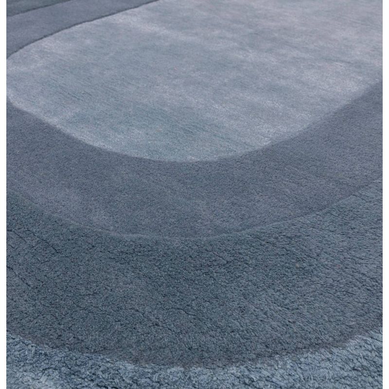 Tapis ovale en laine et viscose Bleu Hugh