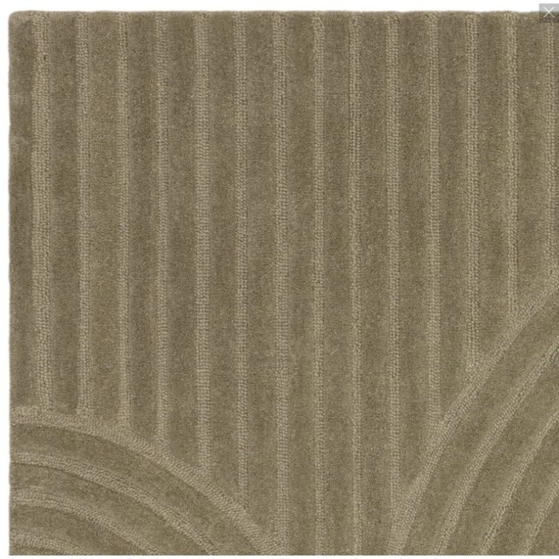 Tapis moderne motifs ronds en relief laine vert sauge Honiara zoom