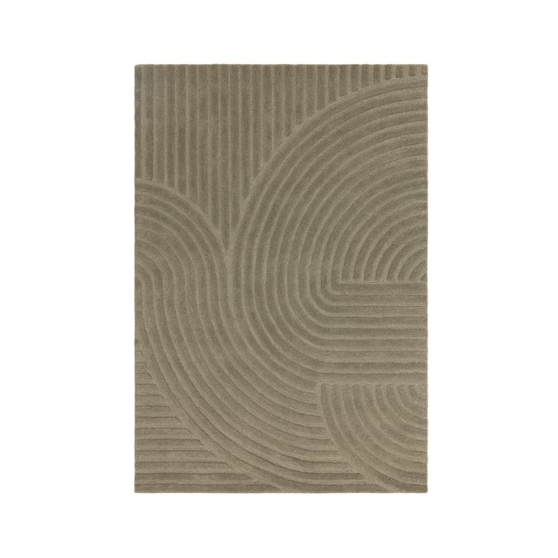 Tapis moderne motifs ronds en relief laine vert sauge Honiara