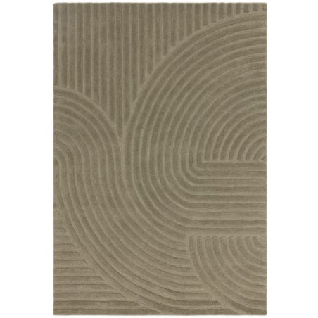 Tapis moderne motifs ronds en relief laine vert sauge Honiara