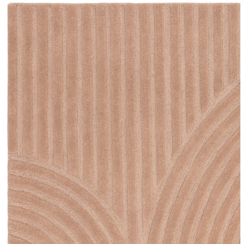 Tapis moderne motifs ronds en relief laine rose blush Honiara zoom