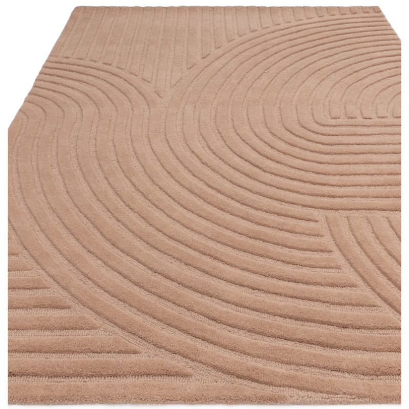 Tapis moderne motifs ronds en relief laine rose blush Honiara dessins