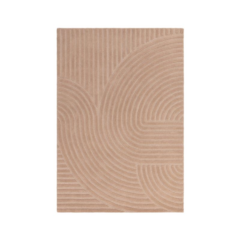 Tapis moderne motifs ronds en relief laine rose blush Honiara