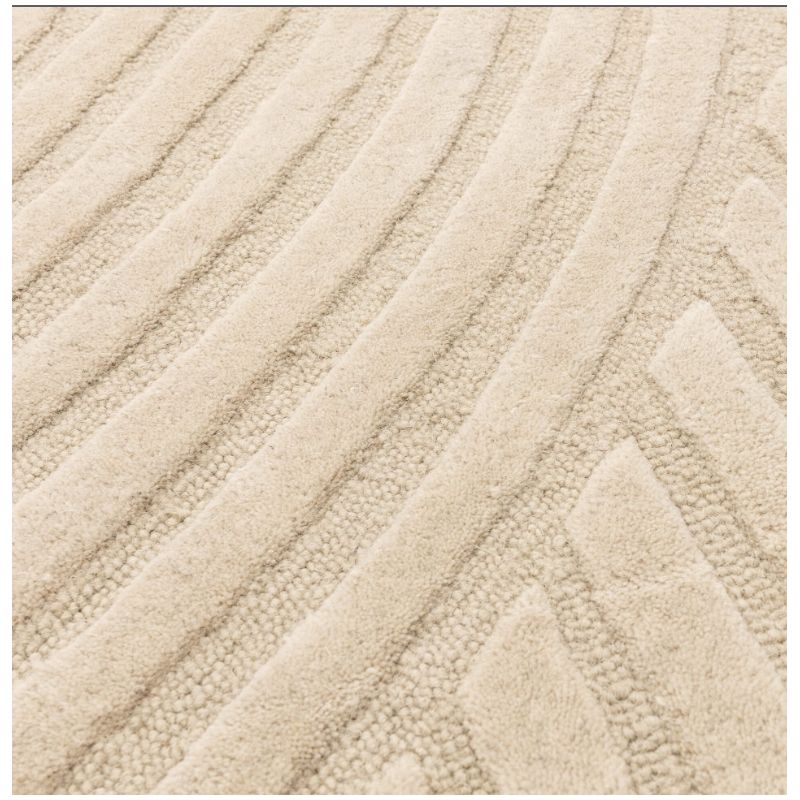 Tapis moderne motifs ronds en relief laine sable Honiara zoom