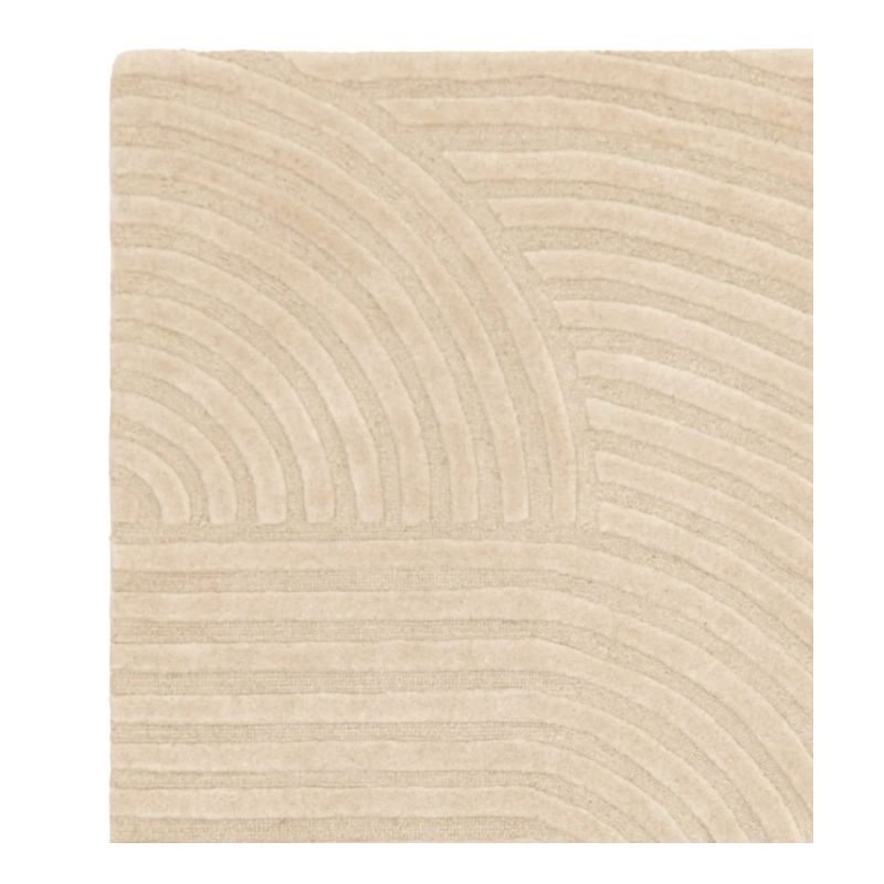 Tapis moderne motifs ronds en relief laine sable Honiara dessins