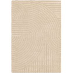 Tapis moderne motifs ronds en relief laine sable Honiara