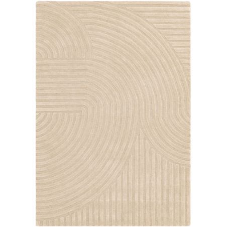 Tapis moderne motifs ronds en relief laine sable Honiara