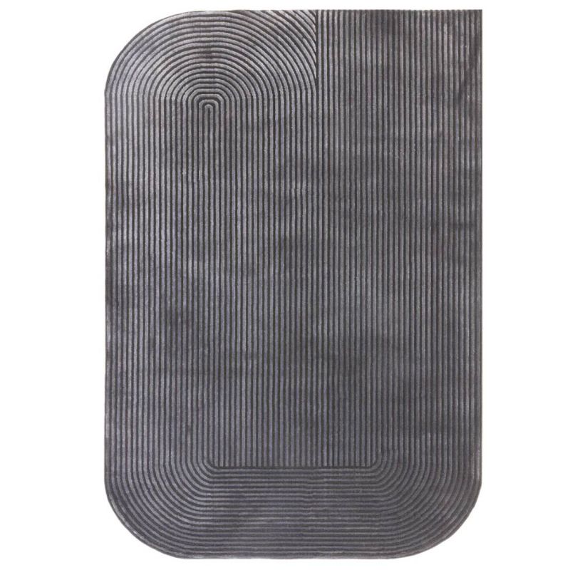 Tapis de salon forme originale Altaï noir et gris