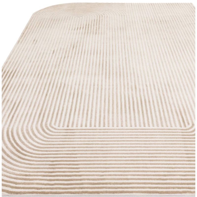 Tapis de salon forme originale Altaï crème et or