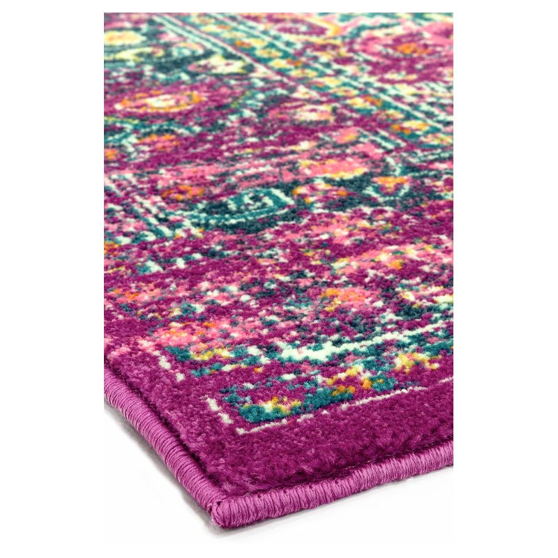 Tapis motif medaillon fuschia Cuzco zoom