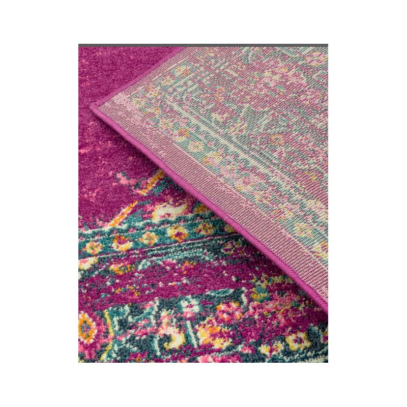 Tapis motif medaillon fuschia Cuzco dos