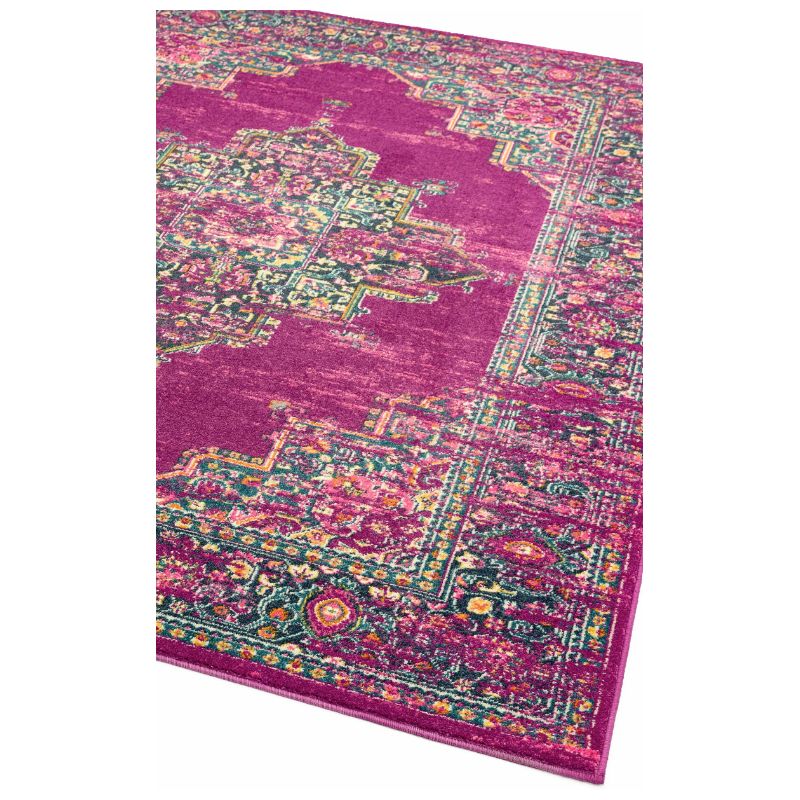 Tapis motif medaillon fuschia Cuzco dessins